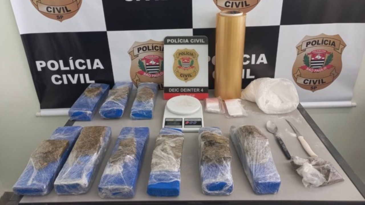 Casal é preso com quase nove quilos de maconha em Bauru